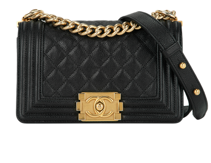 Small Boy Crossbody, &pound;2,600, Handbags, Black, Caviar Leather, Front view